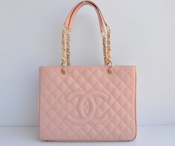 Replica Chanel Patent Leather Shopper Tote Handbags A20995 Pink Gold Chain On Sale